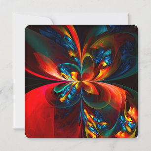 Modern Floral Abstract Art Orange Blue Pattern #14 Invitation