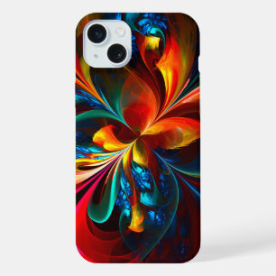 Modern Floral Abstract Art Orange Blue Pattern #14 iPhone 15 Plus Case