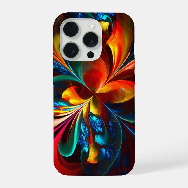 Modern Floral Abstract Art Orange Blue Pattern #14 iPhone Case (Back)