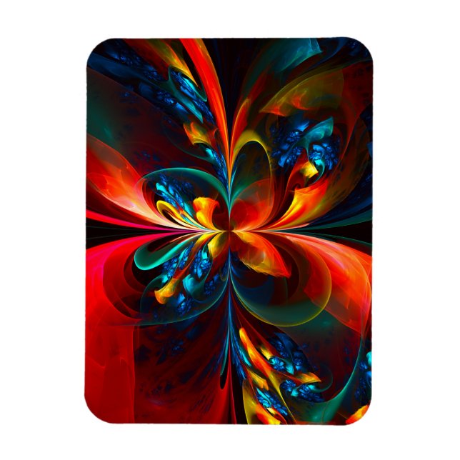 Modern Floral Abstract Art Orange Blue Pattern #14 Magnet (Vertical)