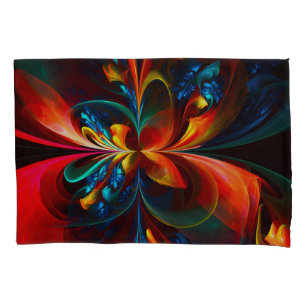 Modern Floral Abstract Art Orange Blue Pattern #14 Pillowcase