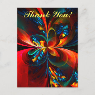 Modern Floral Abstract Art Orange Blue Pattern #14 Postcard