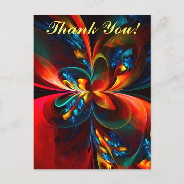 Modern Floral Abstract Art Orange Blue Pattern #14 Postcard (Front)