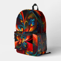 Modern Floral Abstract Art Orange Blue Pattern #14