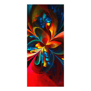 Modern Floral Abstract Art Orange Blue Pattern #14 Rack Card