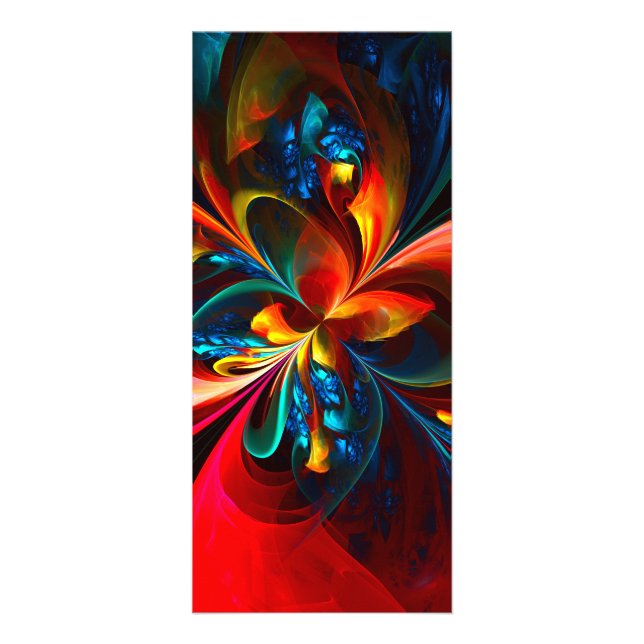Modern Floral Abstract Art Orange Blue Pattern #14 Rack Card (Front)