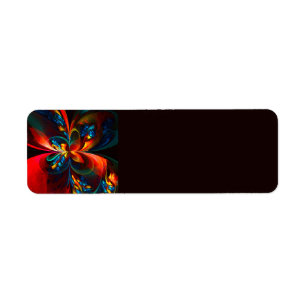 Modern Floral Abstract Art Orange Blue Pattern #14 Return Address Label