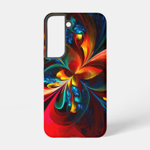 Modern Floral Abstract Art Orange Blue Pattern #14 Samsung Galaxy Case