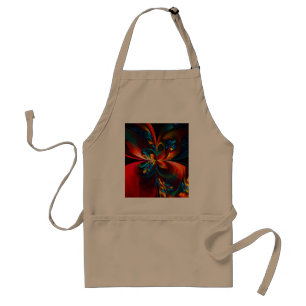Modern Floral Abstract Art Orange Blue Pattern #14 Standard Apron