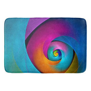 Modern Floral Abstract Art Pink Blue Pattern #17 Bath Mat