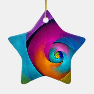 Modern Floral Abstract Art Pink Blue Pattern #17 Ceramic Ornament