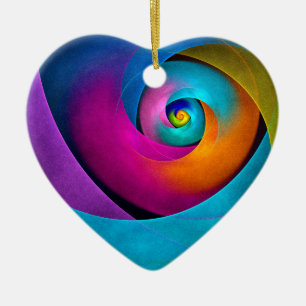 Modern Floral Abstract Art Pink Blue Pattern #17 Ceramic Ornament