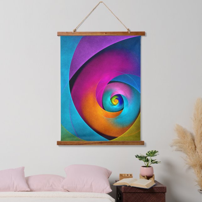 Modern Floral Abstract Art Pink Blue Pattern #17 Hanging Tapestry (Bedroom)