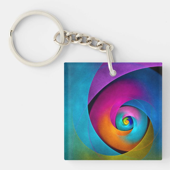 Modern Floral Abstract Art Pink Blue Pattern #17 Key Ring (Front)