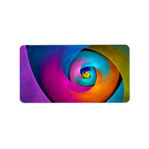 Modern Floral Abstract Art Pink Blue Pattern #17 Label