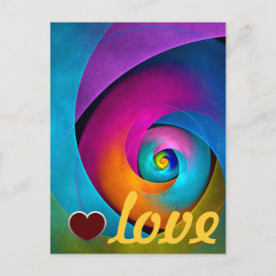 Modern Floral Abstract Art Pink Blue Pattern #17 Postcard