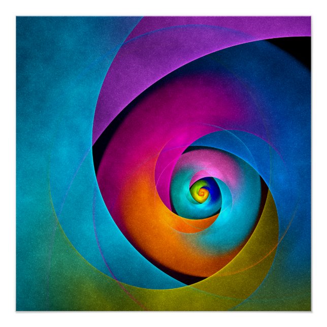 Modern Floral Abstract Art Pink Blue Pattern #17 Poster (Front)