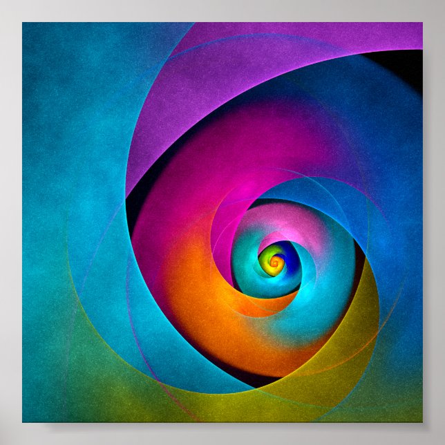 Modern Floral Abstract Art Pink Blue Pattern #17 Poster (Front)