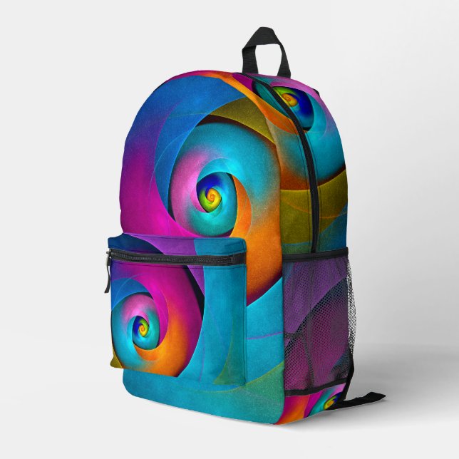 Modern Floral Abstract Art Pink Blue Pattern #17 Printed Backpack (Back Corner Right)