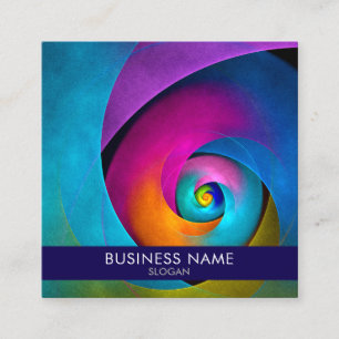 Modern Floral Abstract Art Pink Blue Pattern #17 Square Business Card