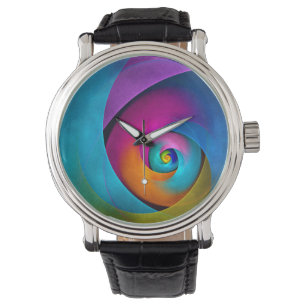 Modern Floral Abstract Art Pink Blue Pattern #17 Watch