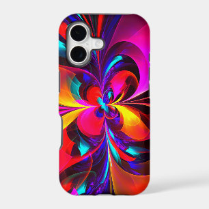 Modern Floral Abstract Art Red Blue Pattern #07