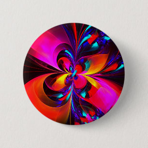 Modern Floral Abstract Art Red Blue Pattern #07 6 Cm Round Badge