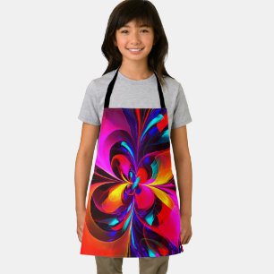Modern Floral Abstract Art Red Blue Pattern #07 Apron