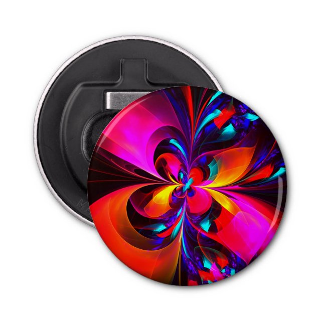 Modern Floral Abstract Art Red Blue Pattern #07 Bottle Opener (Front)