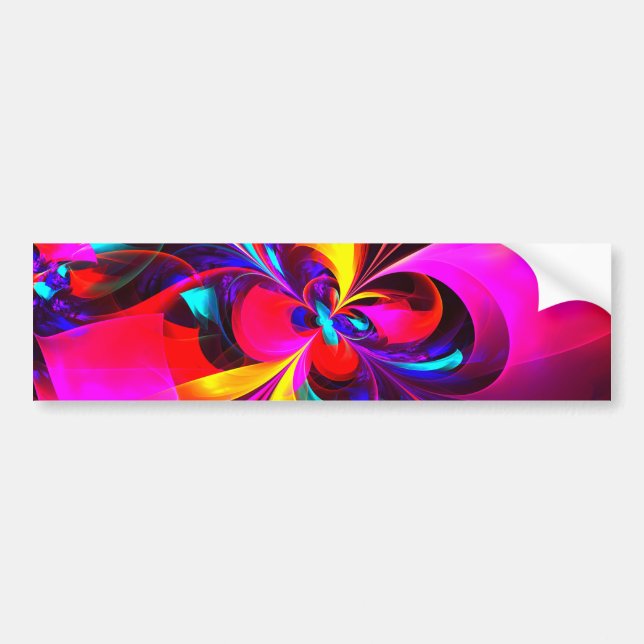 Modern Floral Abstract Art Red Blue Pattern #07 Bumper Sticker (Front)