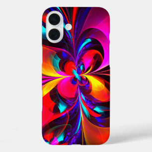 Modern Floral Abstract Art Red Blue Pattern #07 iPhone 16 Plus Case