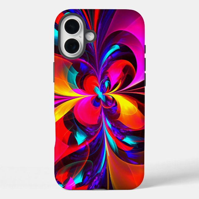 Modern Floral Abstract Art Red Blue Pattern #07 Case-Mate iPhone Case (Back)
