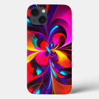 Modern Floral Abstract Art Red Blue Pattern #07