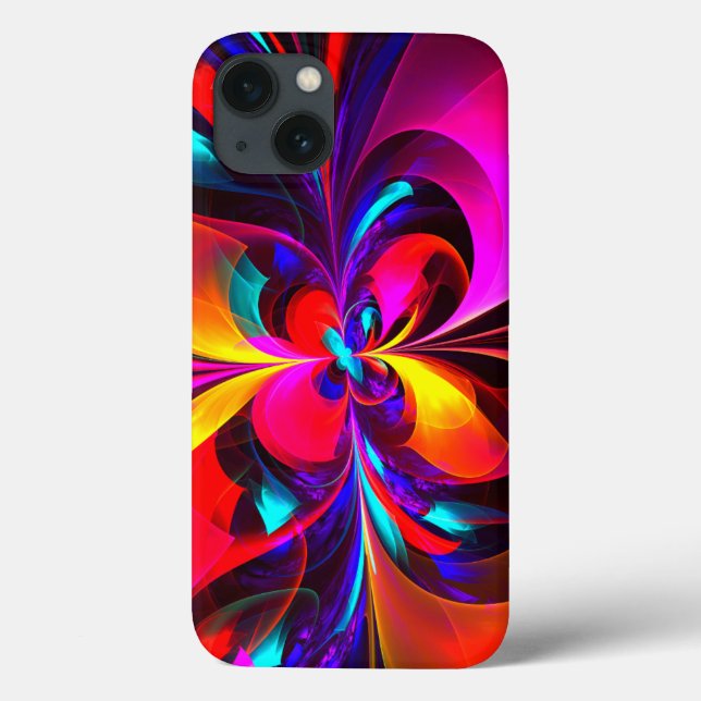 Modern Floral Abstract Art Red Blue Pattern #07 Case-Mate iPhone Case (Back)