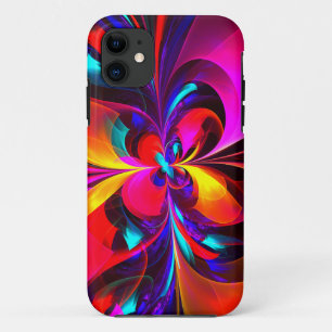 Modern Floral Abstract Art Red Blue Pattern #07 iPhone 11 Case