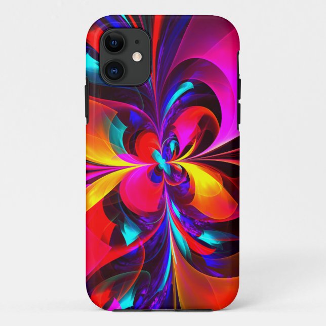 Modern Floral Abstract Art Red Blue Pattern #07 Case-Mate iPhone Case (Back)