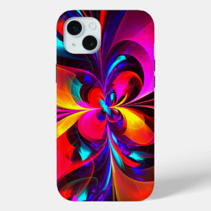 Modern Floral Abstract Art Red Blue Pattern #07 iPhone 15 Mini Case