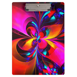 Modern Floral Abstract Art Red Blue Pattern #07 Clipboard
