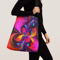 Modern Floral Abstract Art Red Blue Pattern #07