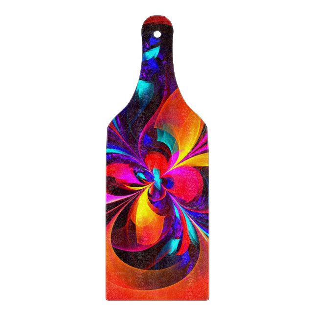 Modern Floral Abstract Art Red Blue Pattern #07 Cutting Board (Front)
