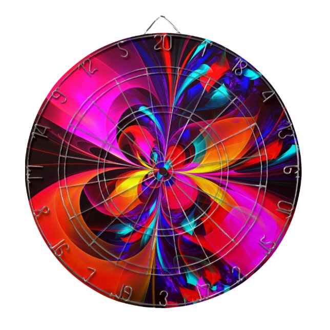 Modern Floral Abstract Art Red Blue Pattern #07 Dartboard (Front)