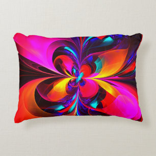Modern Floral Abstract Art Red Blue Pattern #07 Decorative Cushion