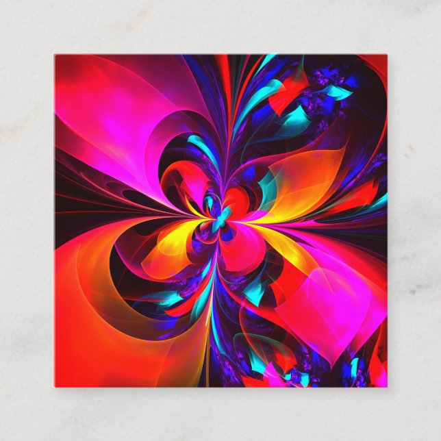 Modern Floral Abstract Art Red Blue Pattern #07 Enclosure Card (Front)