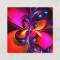 Modern Floral Abstract Art Red Blue Pattern #07