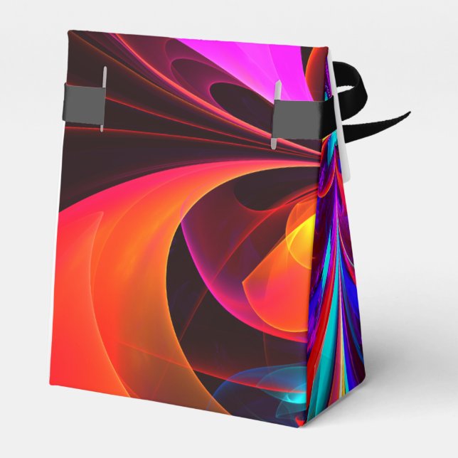 Modern Floral Abstract Art Red Blue Pattern #07 Favour Box (Back Side)