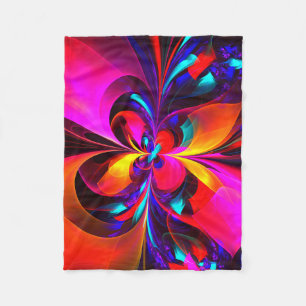 Modern Floral Abstract Art Red Blue Pattern #07 Fleece Blanket