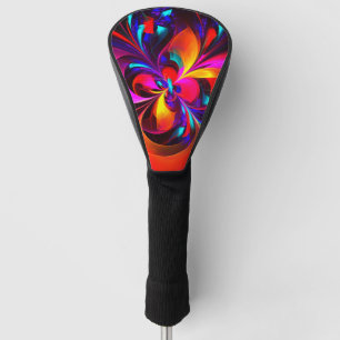 Modern Floral Abstract Art Red Blue Pattern #07 Golf Head Cover