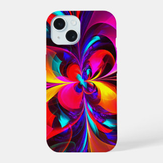 Modern Floral Abstract Art Red Blue Pattern #07 iPhone 15 Case
