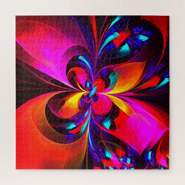 Modern Floral Abstract Art Red Blue Pattern #07 Jigsaw Puzzle (Vertical)