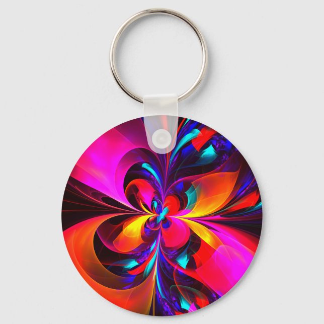 Modern Floral Abstract Art Red Blue Pattern #07 Key Ring (Front)